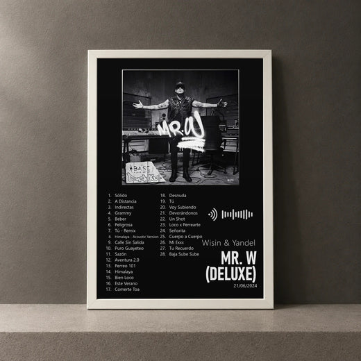 Cuadro de Mr. W (Deluxe) de Wisin & Yandel, marco de 18 x 24 cm