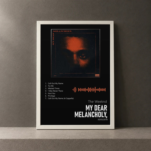 Cuadro de My Dear Melancholy, de The Weeknd, marco de 18 x 24 cm