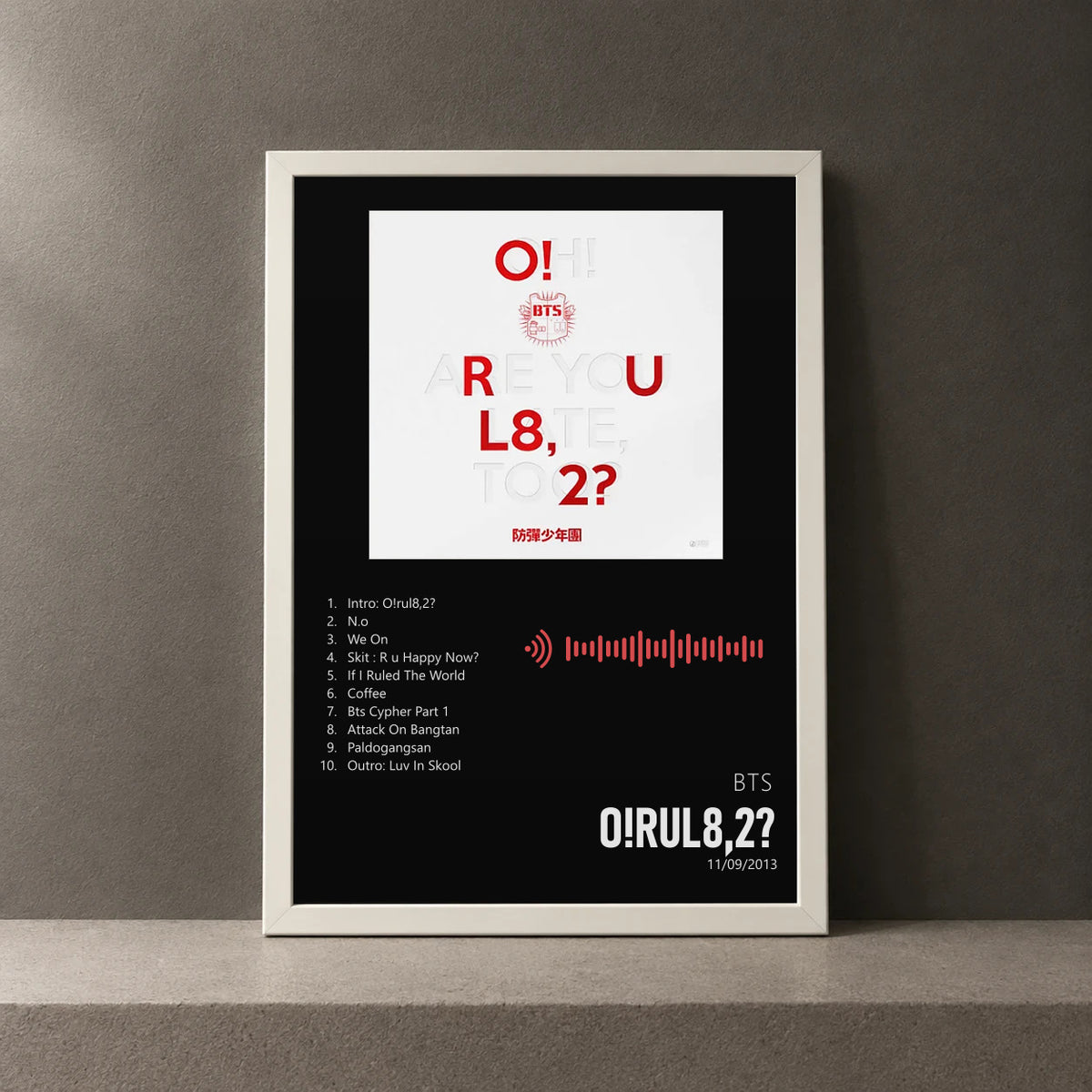 Cuadro de O!RUL8,2? de BTS, marco de 18 x 24 cm