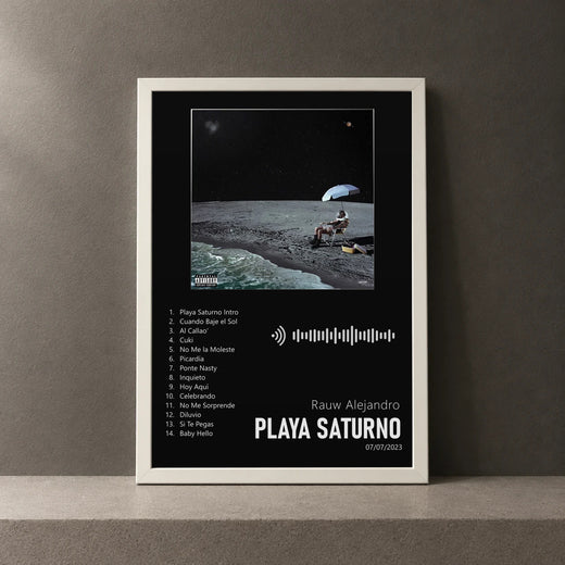 Cuadro de PLAYA SATURNO de Rauw Alejandro, marco de 18 x 24 cm