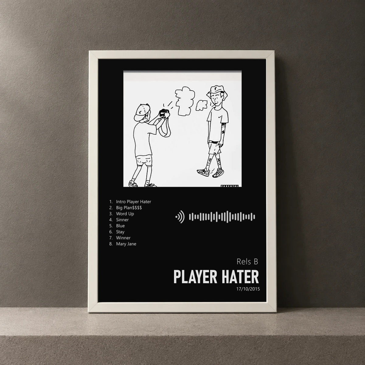 Cuadro de Player Hater de Rels B, marco de 18 x 24 cm