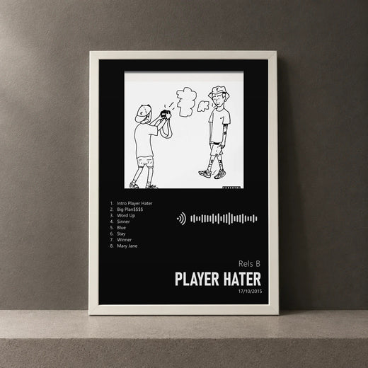 Cuadro de Player Hater de Rels B, marco de 18 x 24 cm