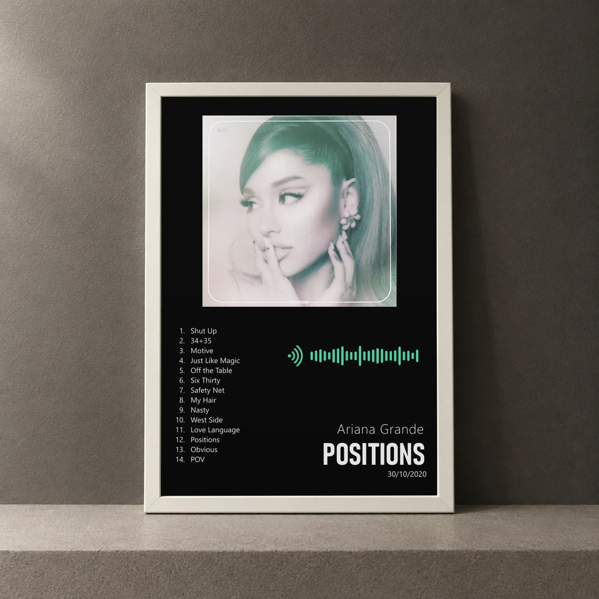 Cuadro de Positions de Ariana Grande, marco de 18 x 24 cm