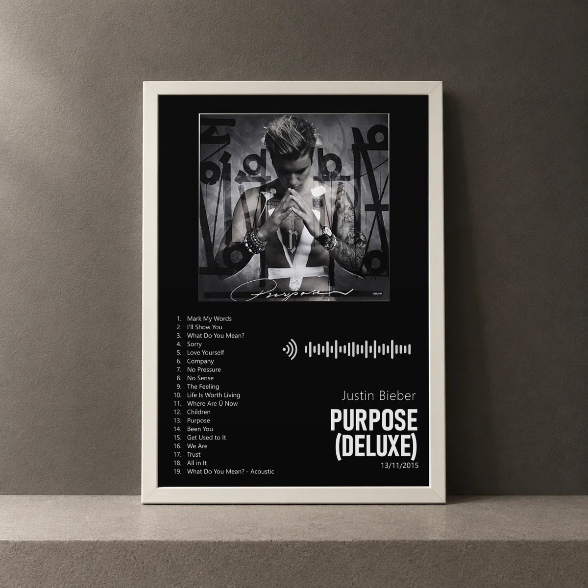 Cuadro de Purpose (Deluxe) de Justin Bieber, marco de 18 x 24 cm