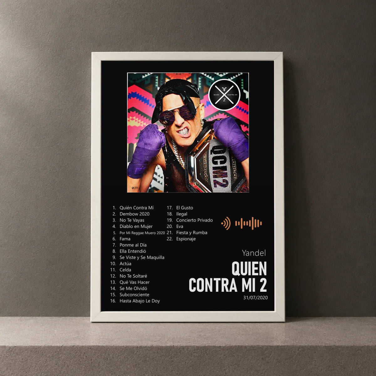 Cuadro de Quien Contra Mi 2 de Yandel, marco de 18 x 24 cm
