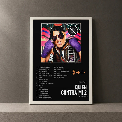 Cuadro de Quien Contra Mi 2 de Yandel, marco de 18 x 24 cm