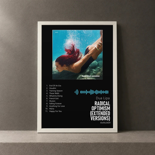 Cuadro de Radical Optimism (Extended Versions) de Dua Lipa, marco de 18 x 24 cm