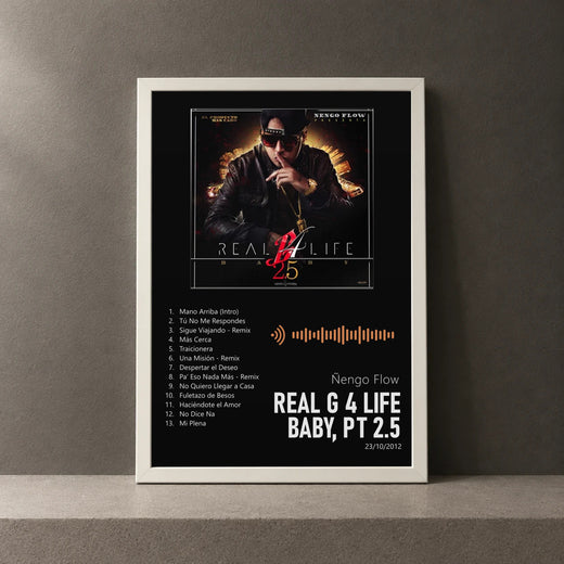 Cuadro de Real G 4 Life Baby, Pt 2.5 de Ñengo Flow, marco de 18 x 24 cm