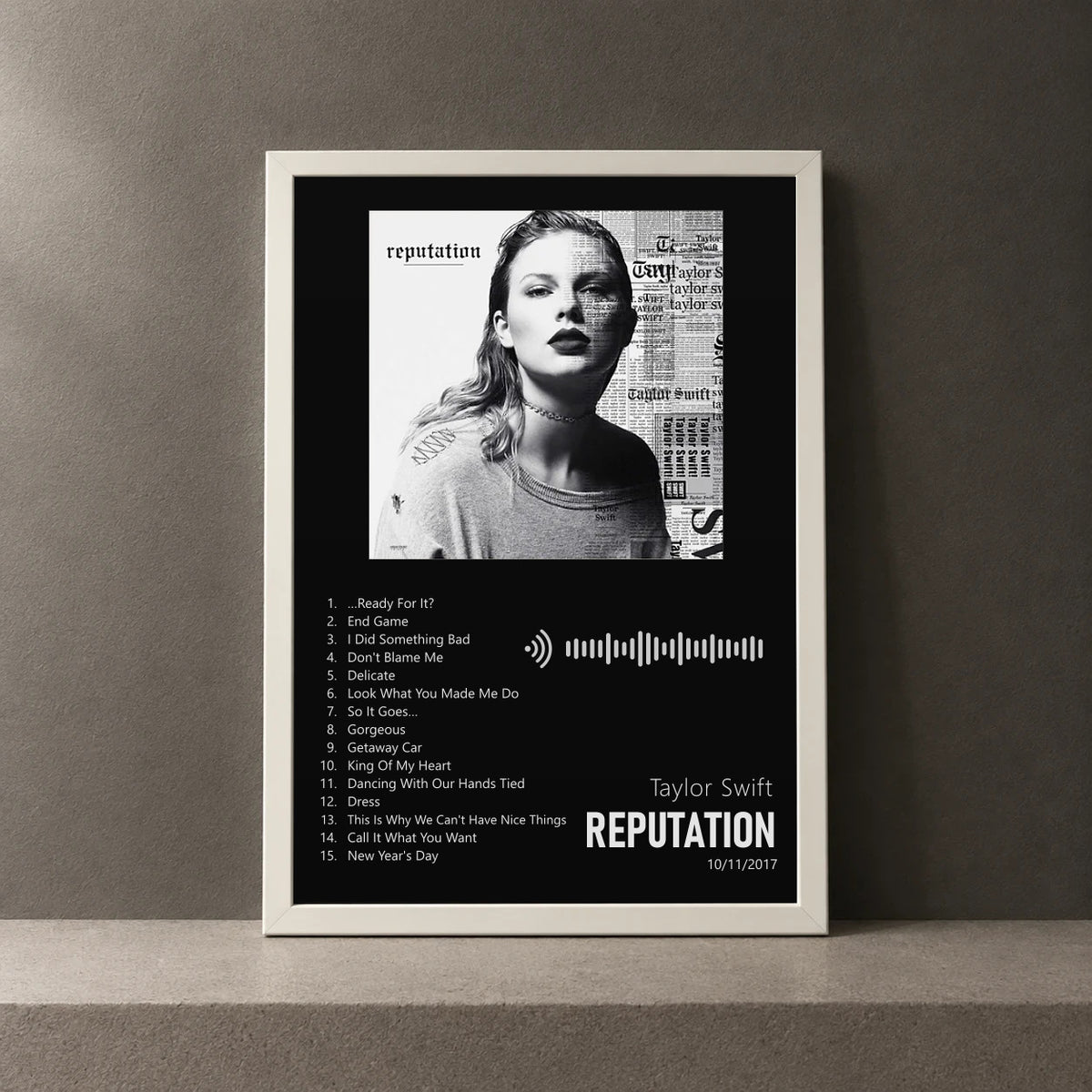 Cuadro de reputation de Taylor Swift, marco de 18 x 24 cm