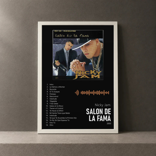 Cuadro de Salon De La Fama de Nicky Jam, marco de 18 x 24 cm