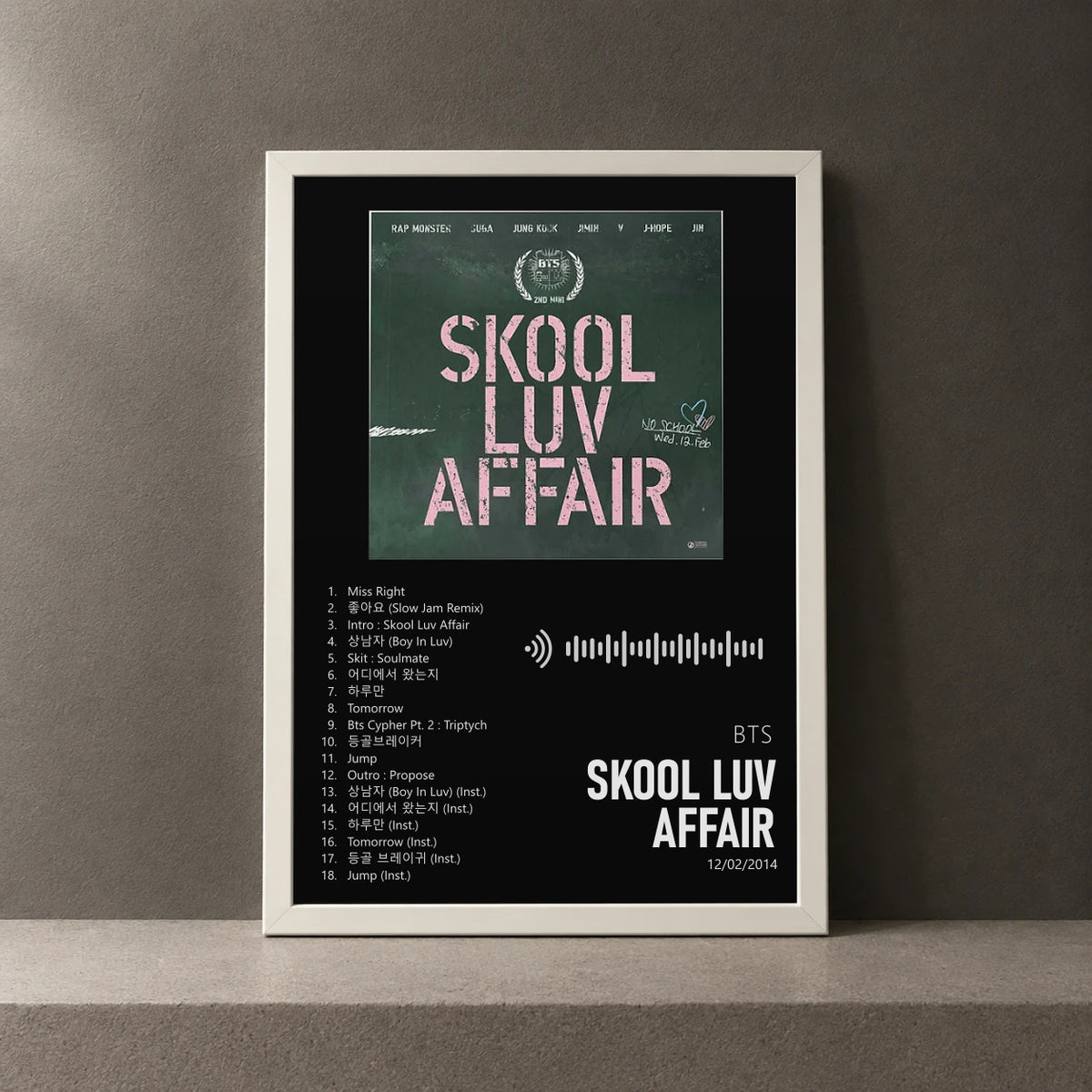 Cuadro de Skool Luv Affair de BTS, marco de 18 x 24 cm