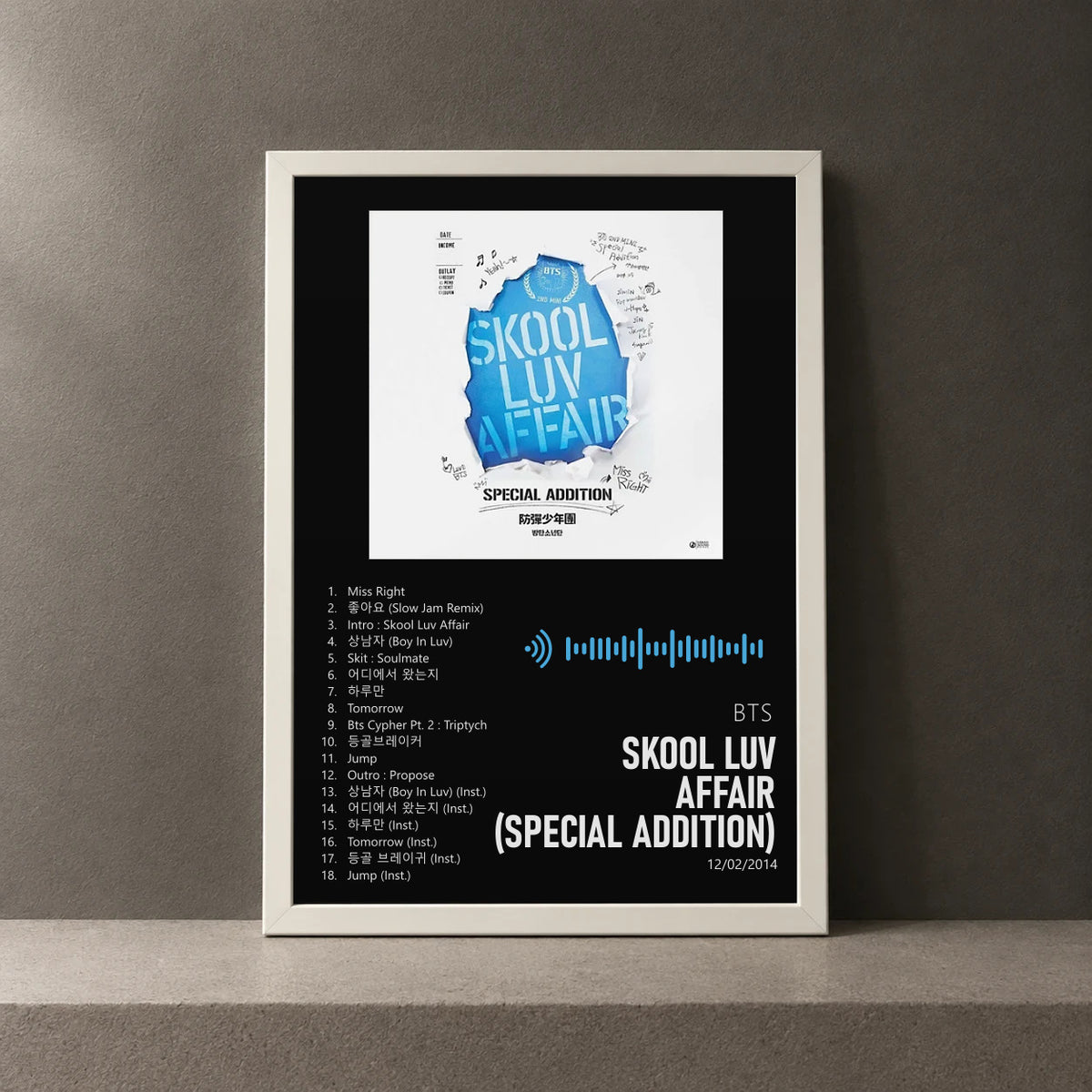 Cuadro de Skool Luv Affair (Special Addition) de BTS, marco de 18 x 24 cm