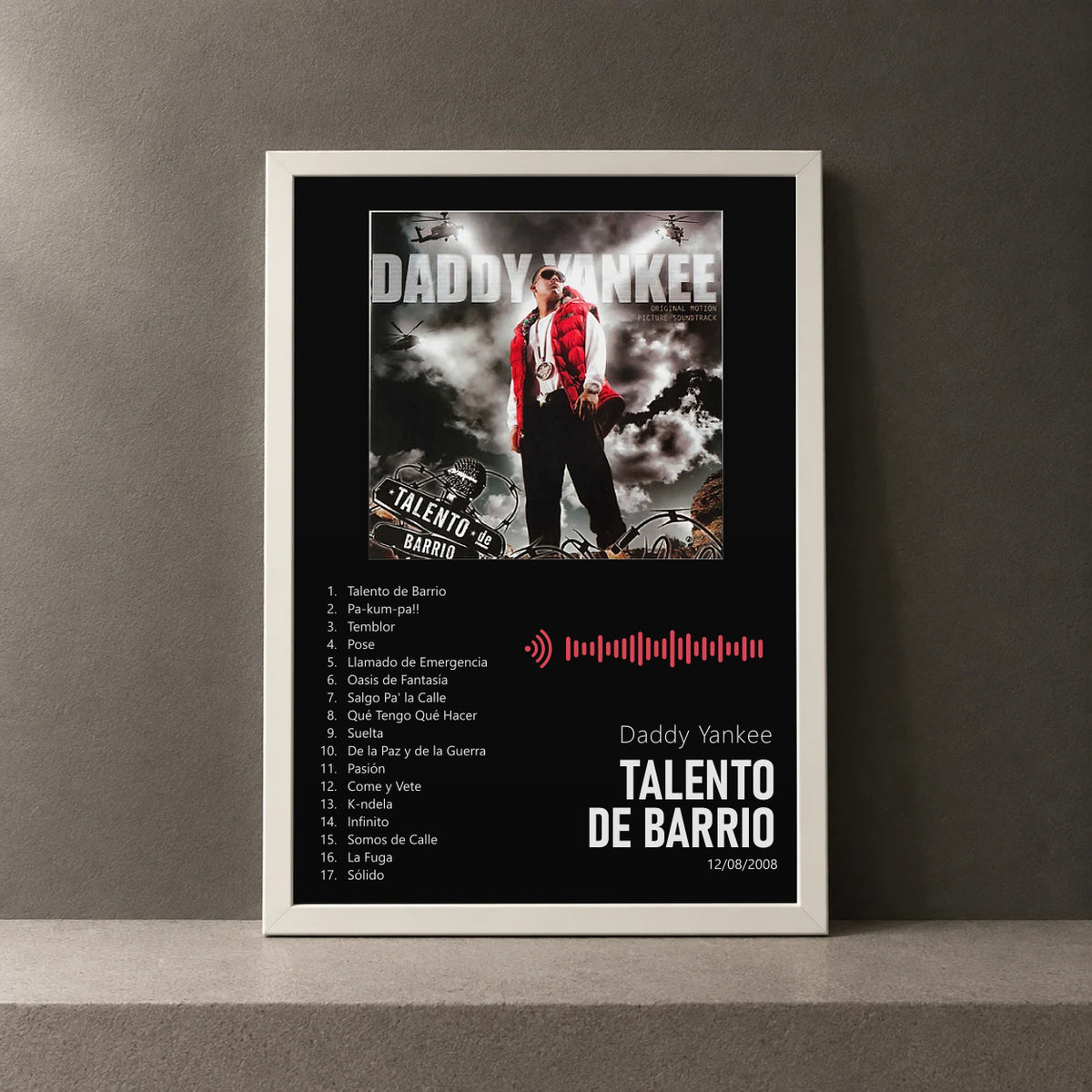 Cuadro de Talento de Barrio de Daddy Yankee, marco de 18 x 24 cm