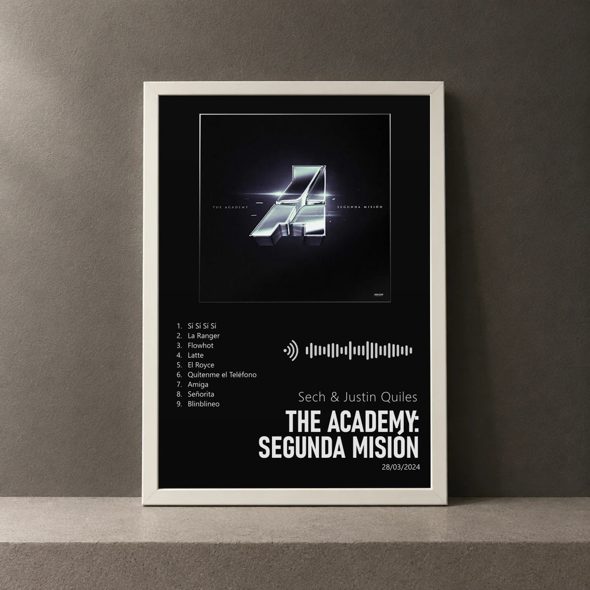 Cuadro de The Academy: Segunda Misión de Sech & Justin Quiles, marco de 18 x 24 cm