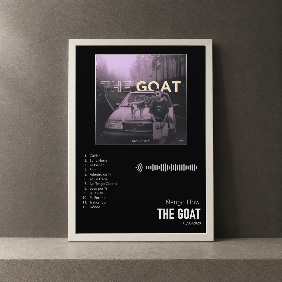 Cuadro de The Goat de Ñengo Flow, marco de 18 x 24 cm