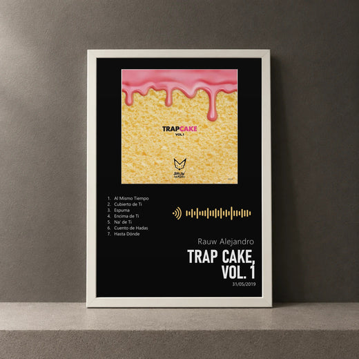 Cuadro de Trap Cake, Vol. 1 de Rauw Alejandro, marco de 18 x 24 cm