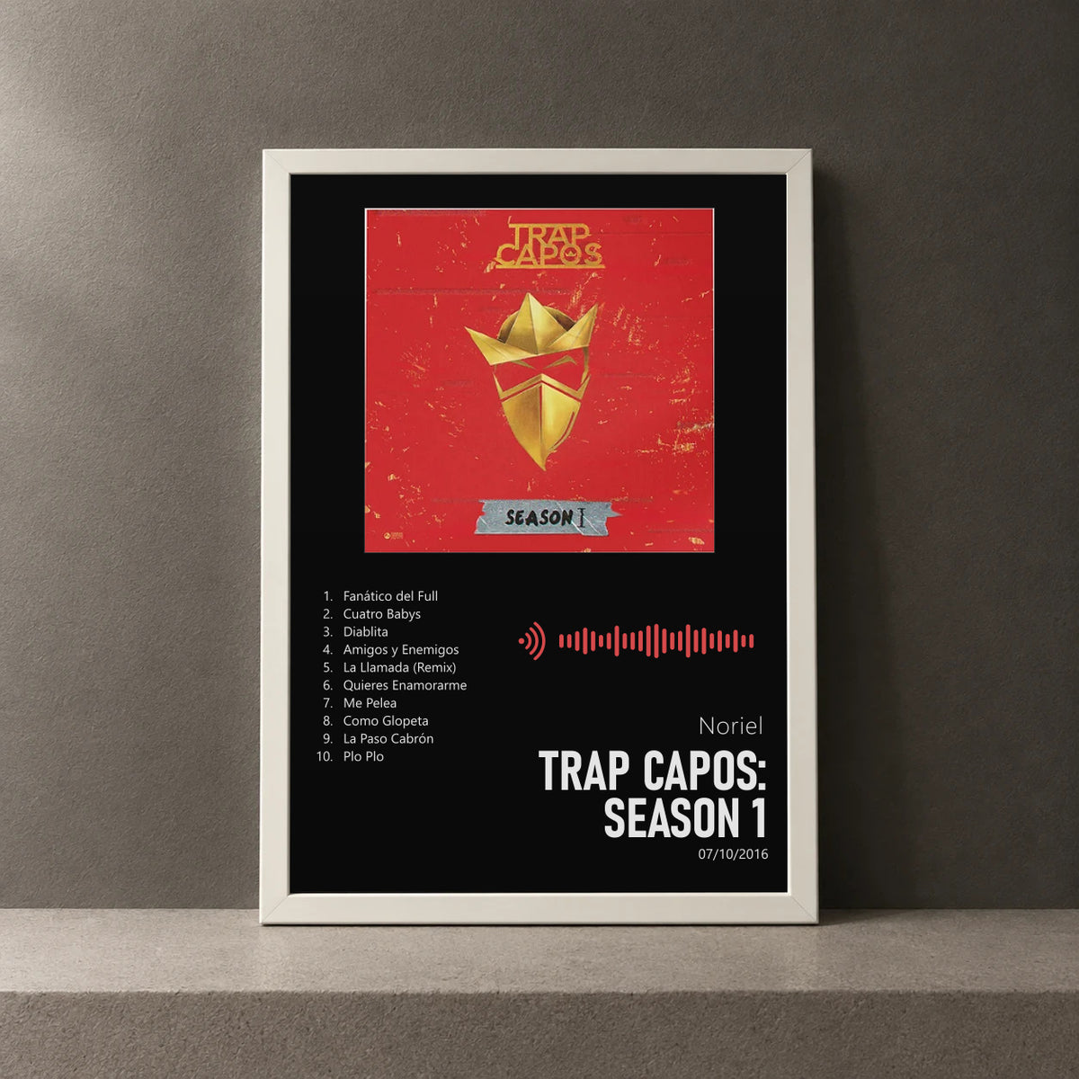 Cuadro de Trap Capos: Season 1 de Noriel, marco de 18 x 24 cm