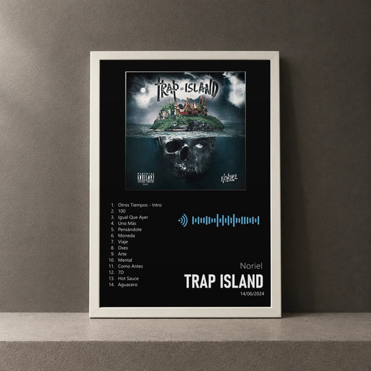 Cuadro de Trap Island de Noriel, marco de 18 x 24 cm