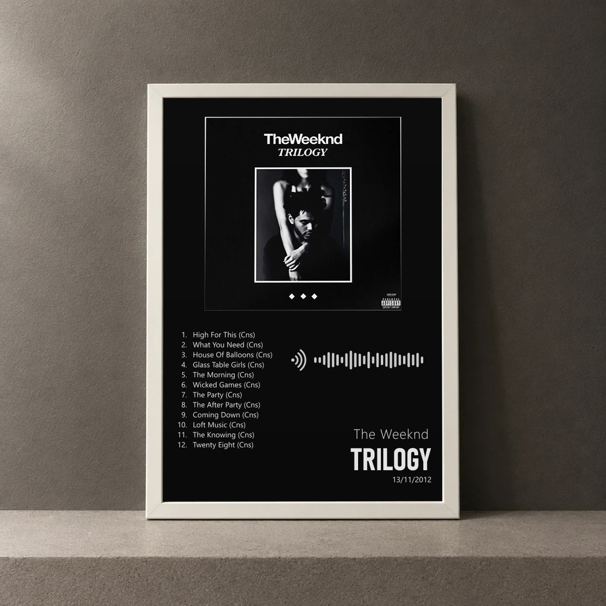 Cuadro de Trilogy de The Weeknd, marco de 18 x 24 cm