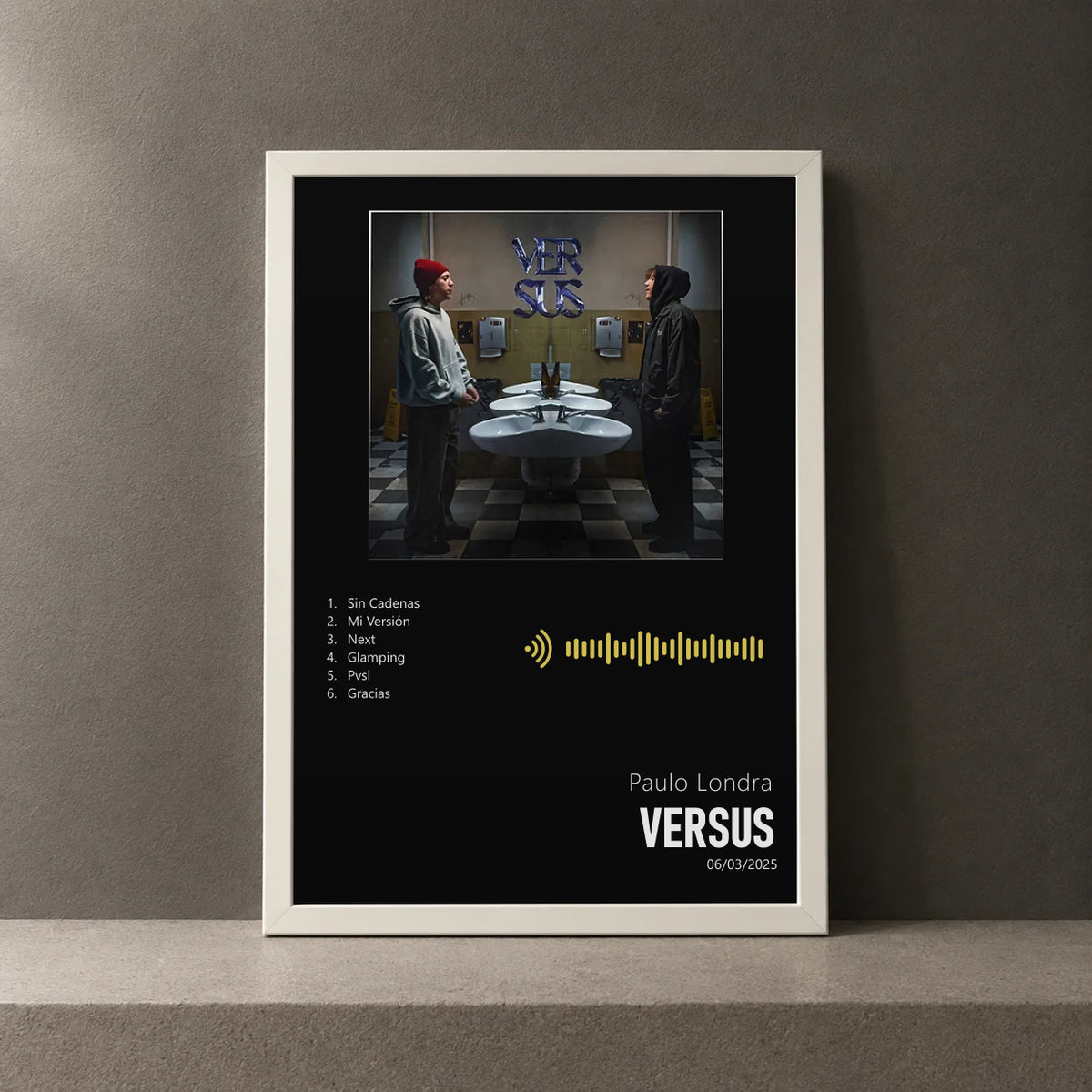 Cuadro de VERSUS de Paulo Londra, marco de 18 x 24 cm