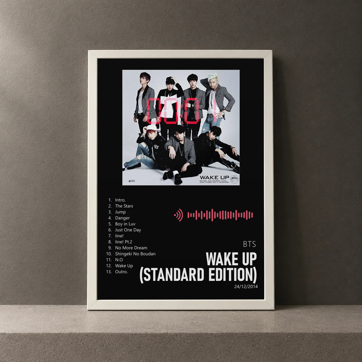 Cuadro de Wake Up (Standard Edition) de BTS, marco de 18 x 24 cm