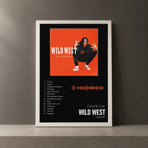 Cuadro de Wild West de Central Cee, marco de 18 x 24 cm