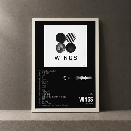 Cuadro de Wings de BTS, marco de 18 x 24 cm