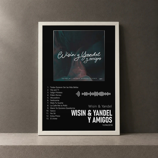 Cuadro de Wisin & Yandel y Amigos de Wisin & Yandel, marco de 18 x 24 cm