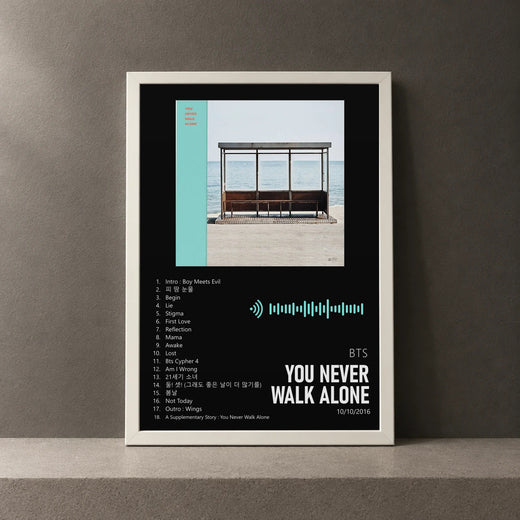 Cuadro de You Never Walk Alone de BTS, marco de 18 x 24 cm