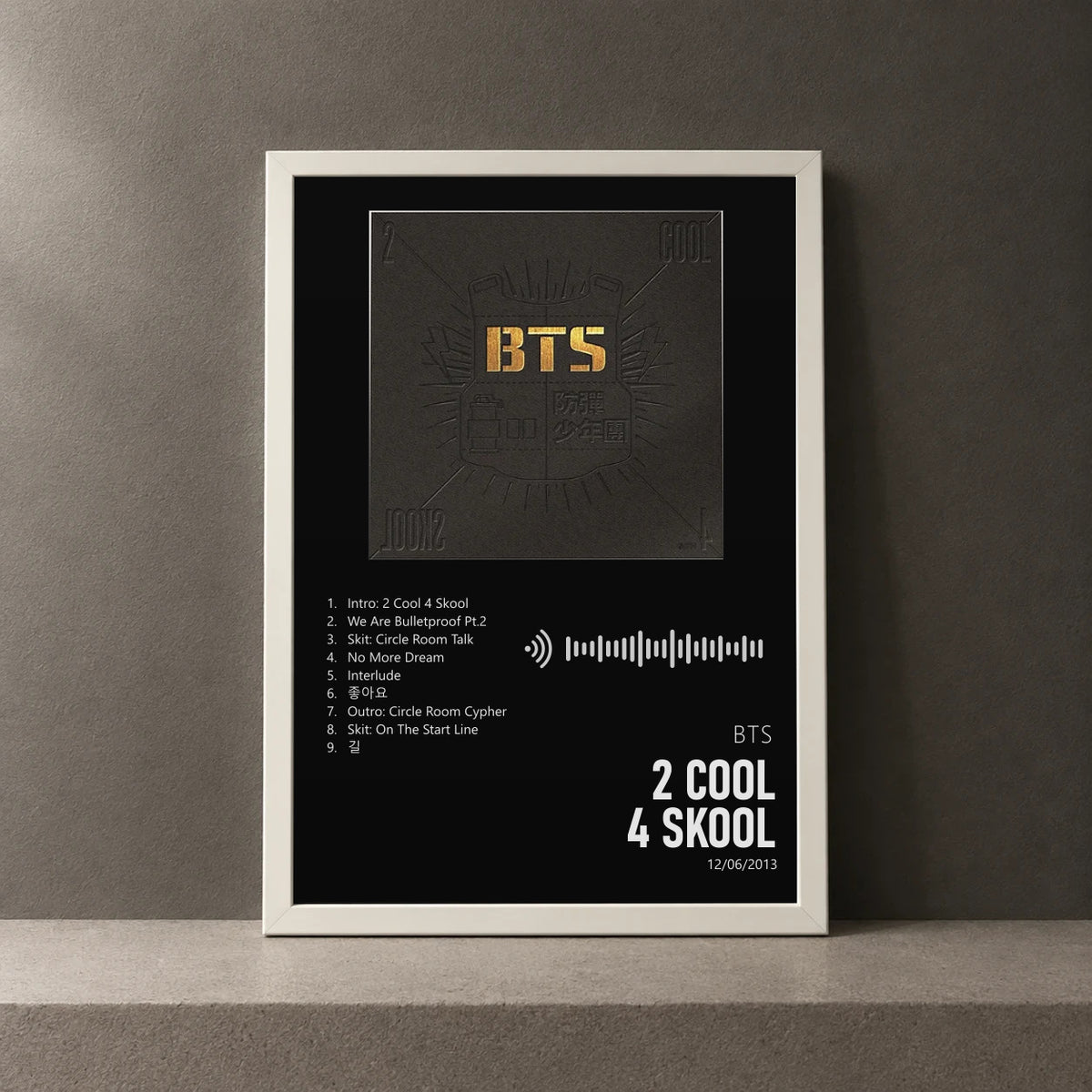 Cuadro de 2 Cool 4 Skool de BTS, marco de 18 x 24 cm