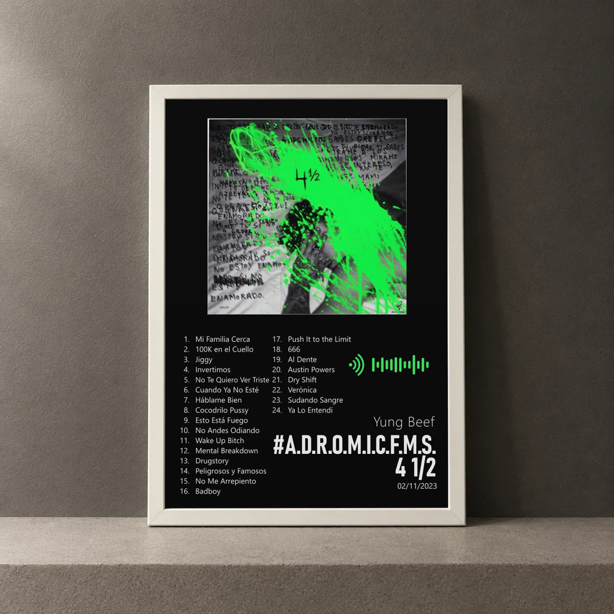 Cuadro de #A.D.R.O.M.I.C.F.M.S. 4 1/2 de Yung Beef, marco de 18 x 24 cm