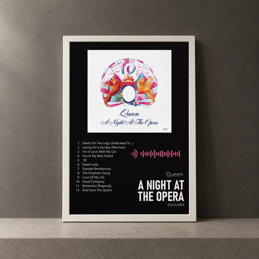 Cuadro de A Night At The Opera de Queen, marco de 18 x 24 cm