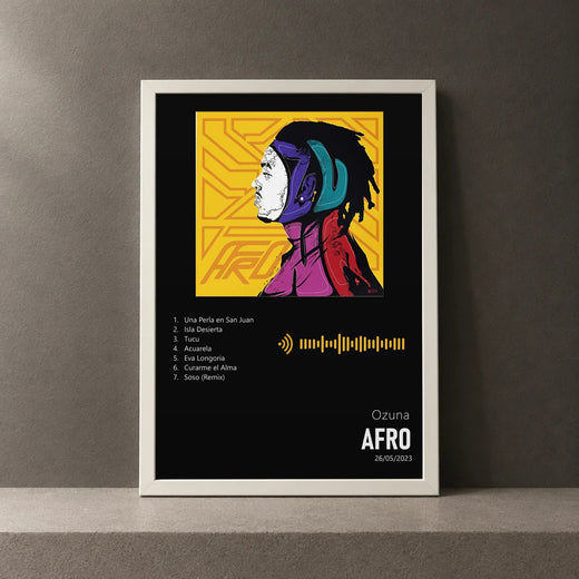 Cuadro de Afro de Ozuna, marco de 18 x 24 cm