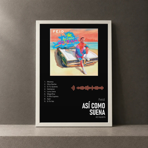 Cuadro de Así Como Suena de Feid, marco de 18 x 24 cm
