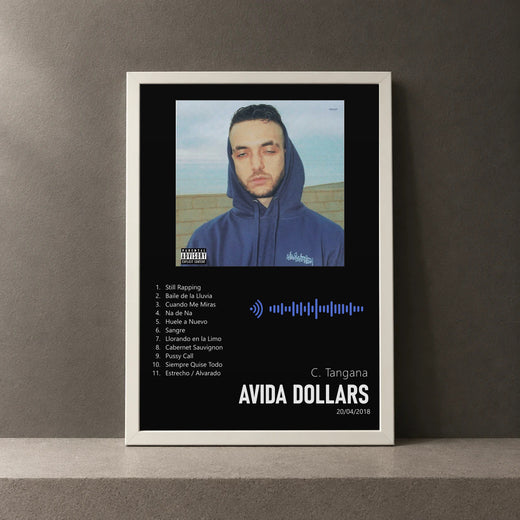Cuadro de Avida Dollars de C. Tangana, marco de 18 x 24 cm