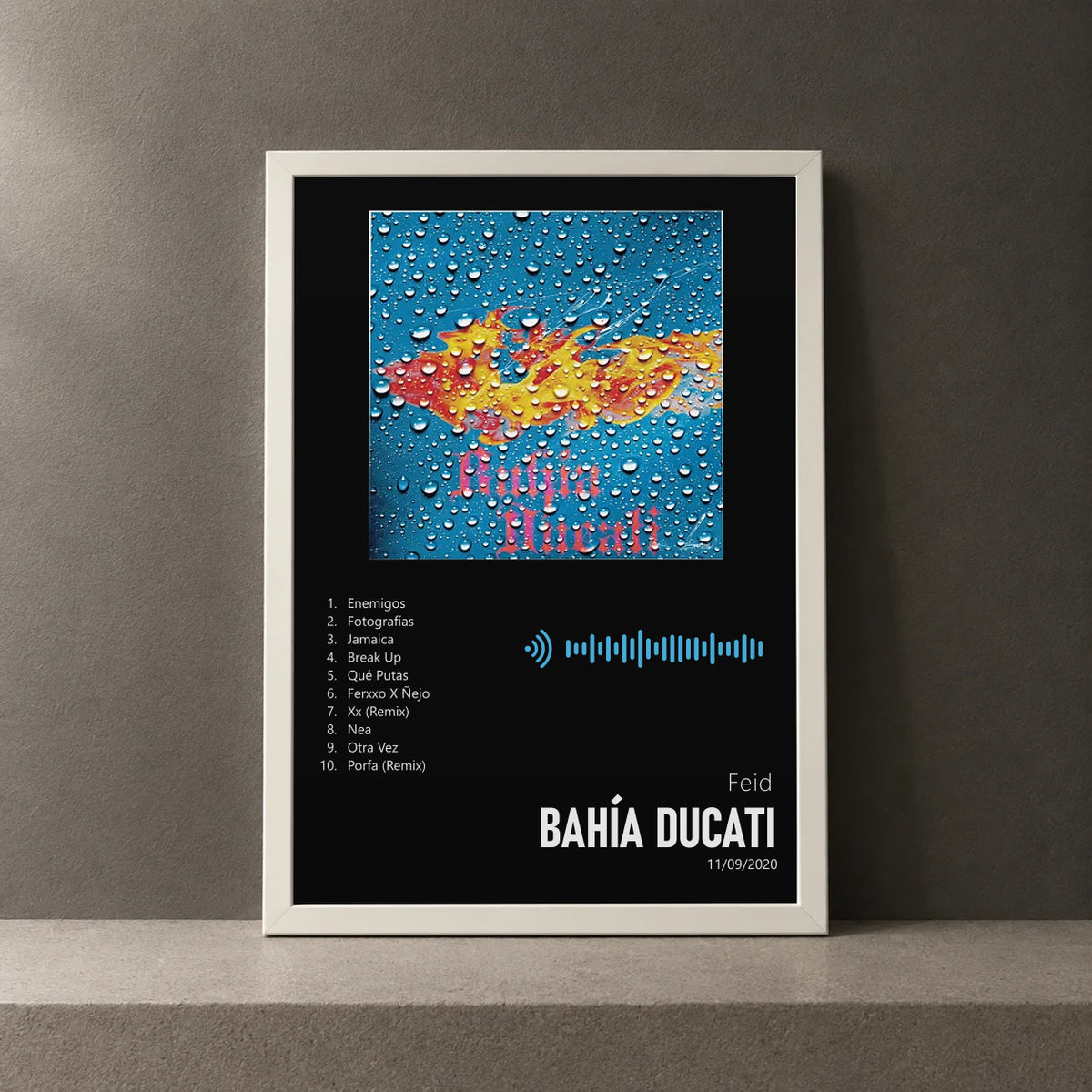 Cuadro de Bahía Ducati de Feid, marco de 18 x 24 cm