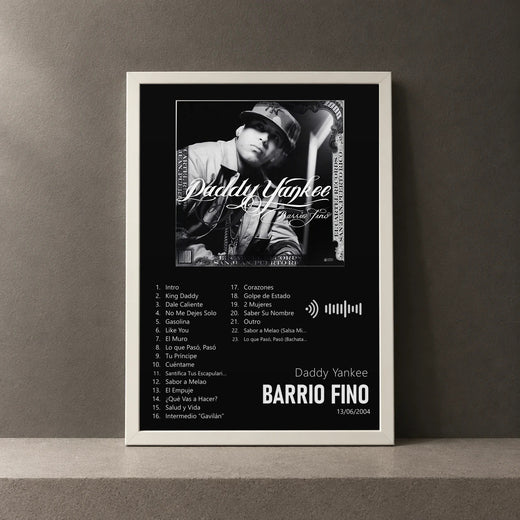 Cuadro de Barrio Fino de Daddy Yankee, marco de 18 x 24 cm