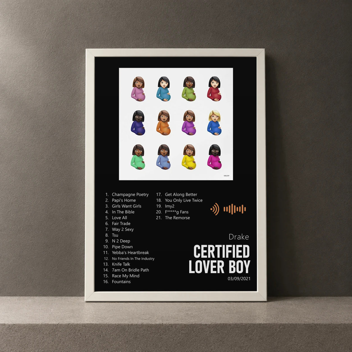 Cuadro de Certified Lover Boy de Drake, marco de 18 x 24 cm