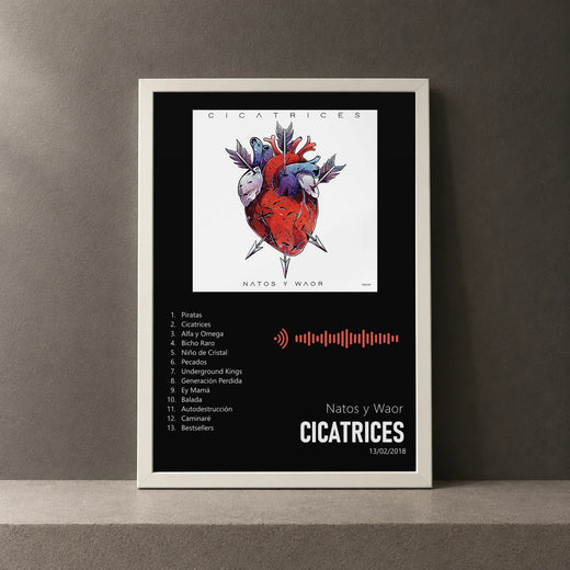 Cuadro de Cicatrices de Natos y Waor, marco de 18 x 24 cm