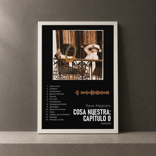Cuadro de Cosa Nuestra: Capítulo 0 de Rauw Alejandro, marco de 18 x 24 cm