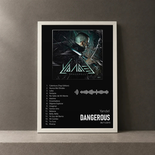 Cuadro de Dangerous de Yandel, marco de 18 x 24 cm