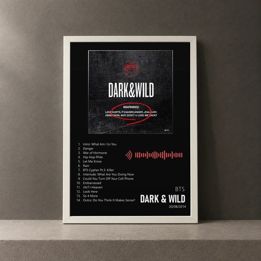 Cuadro de Dark & Wild de BTS, marco de 18 x 24 cm