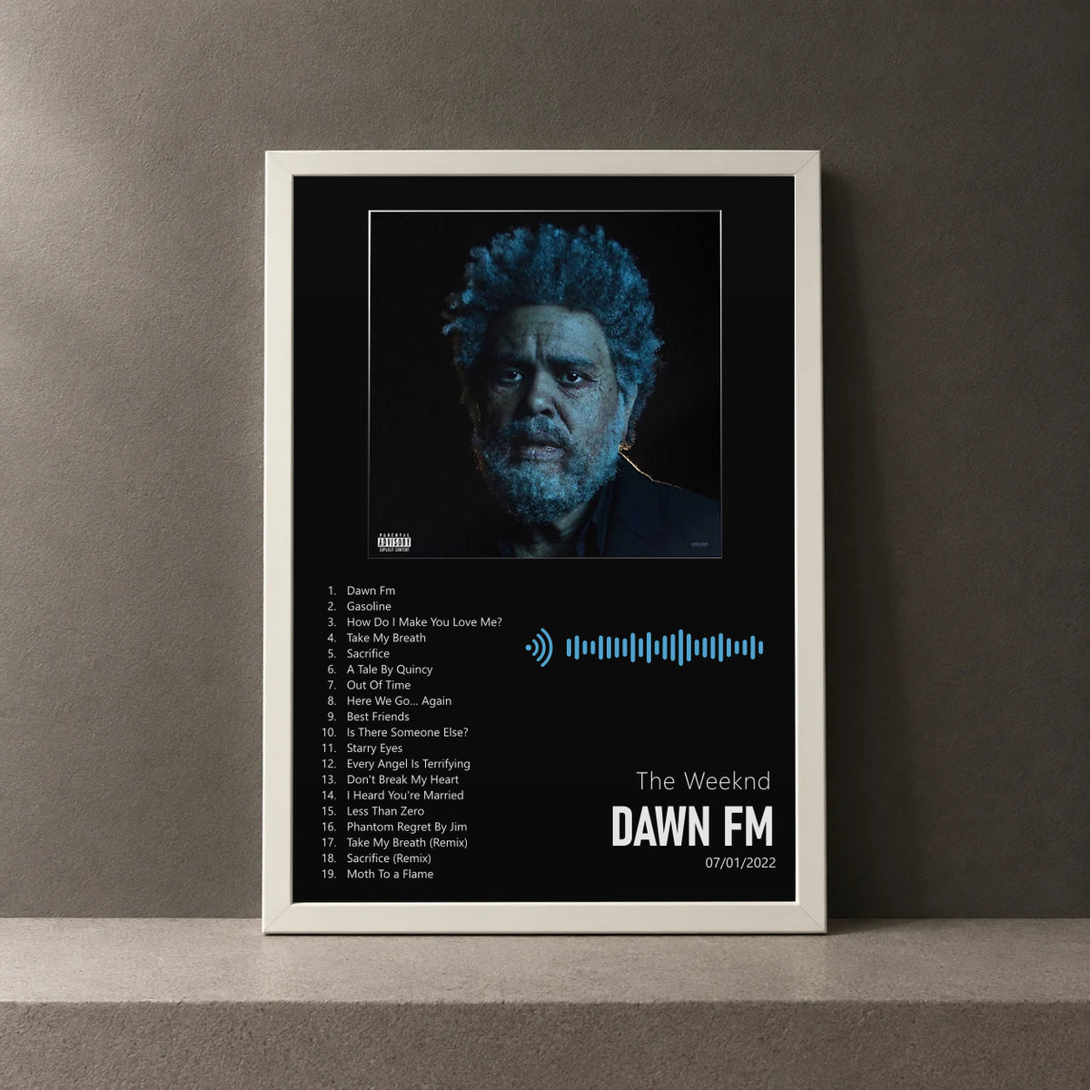 Cuadro de Dawn FM de The Weeknd, marco de 18 x 24 cm