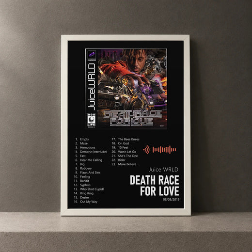 Cuadro de Death Race For Love de Juice WRLD, marco de 18 x 24 cm