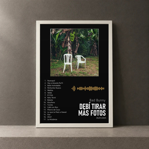 Cuadro de DeBÍ TiRAR MáS FOToS de Bad Bunny, marco de 18 x 24 cm