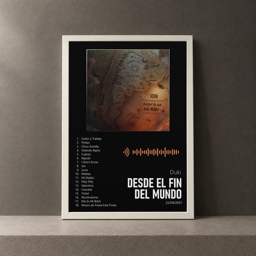 Cuadro de Desde el Fin del Mundo de Duki, marco de 18 x 24 cm