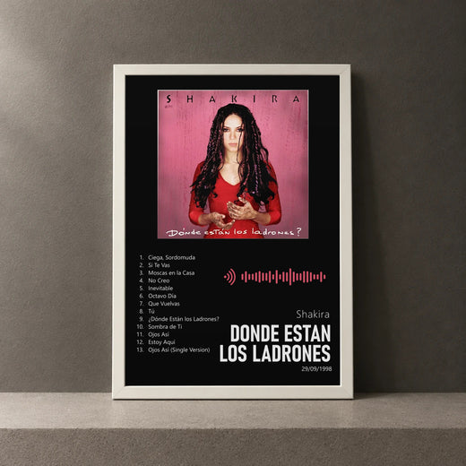Cuadro de Donde Estan Los Ladrones de Shakira, marco de 18 x 24 cm