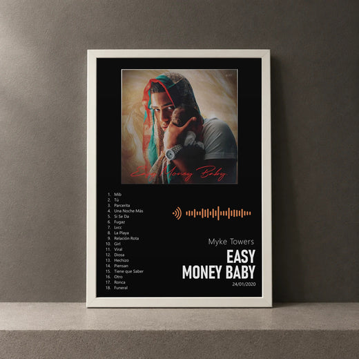 Cuadro de Easy Money Baby de Myke Towers, marco de 18 x 24 cm