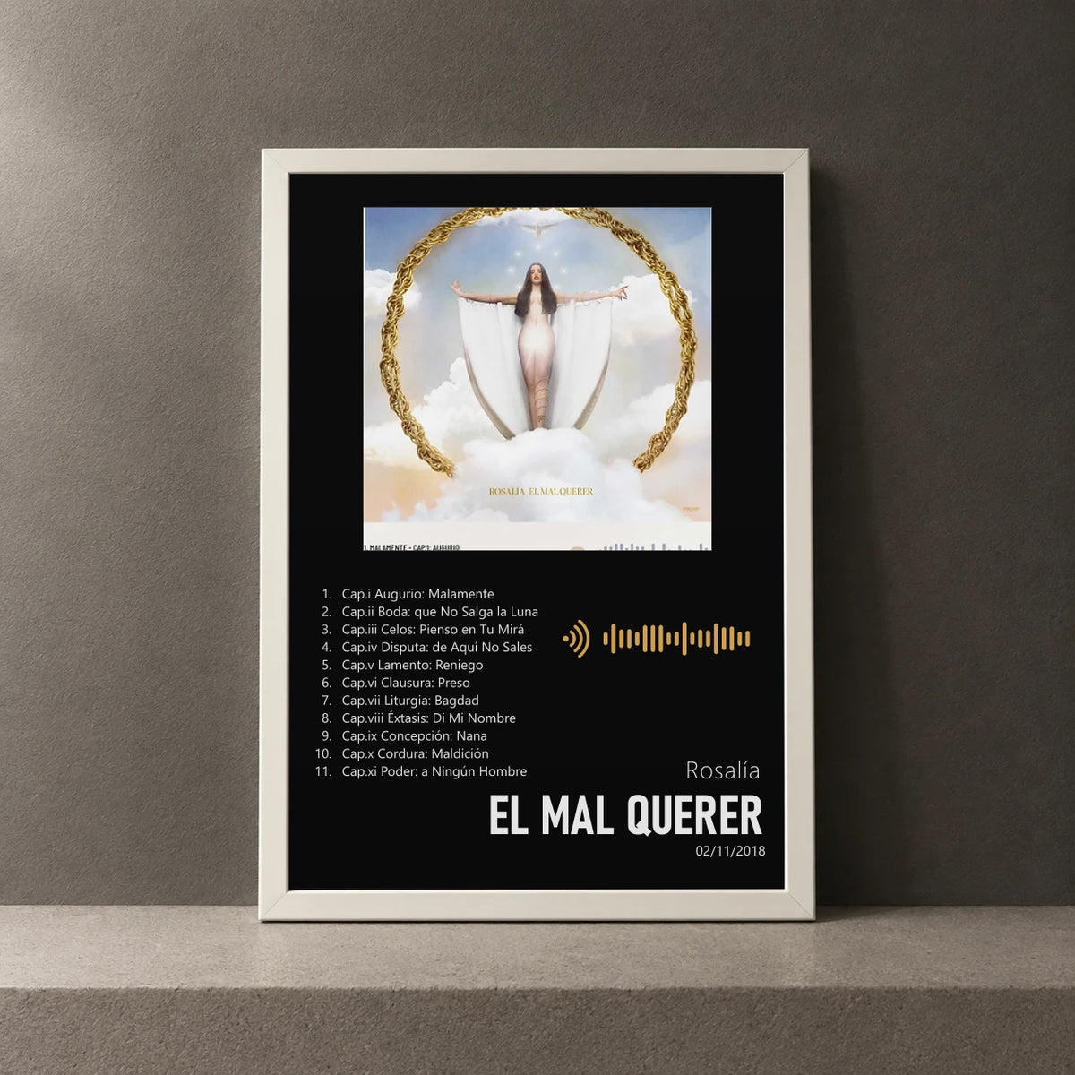Cuadro de El Mal Querer de Rosalía, marco de 18 x 24 cm