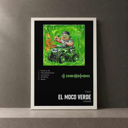Cuadro de EL MOCO VERDE de Feid, marco de 18 x 24 cm